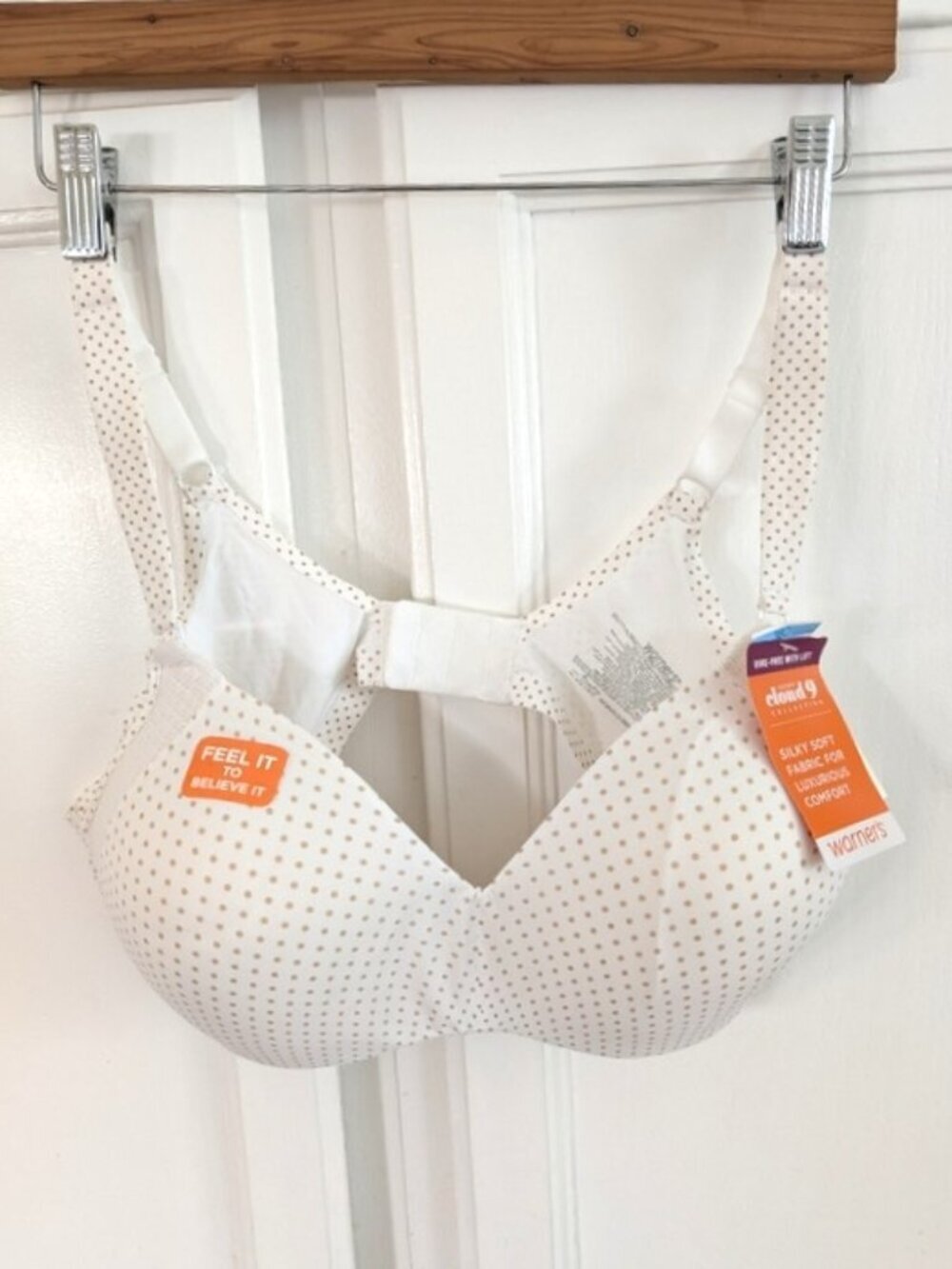 Warner's Cloud‎ 9 White Polka Dot Wireless Lift Bra 38C